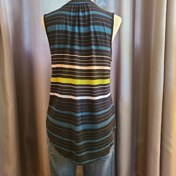 Loft Outlet Tie-Neck Sleeveless Striped Tank - Picture 4 of 7